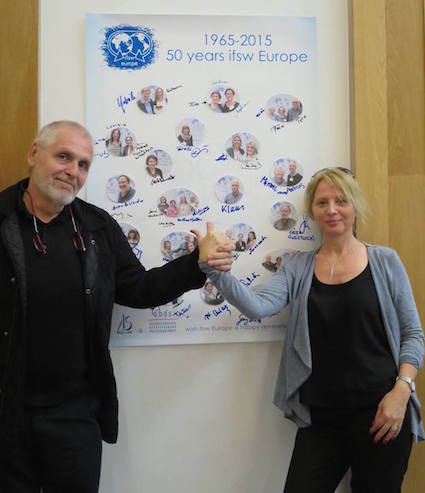 Herbert Paulischin si Ana Radulescu, sustinuti de echipa ASproAS, au pregatit prezentarea a 50 de ani de IFSW Europa!